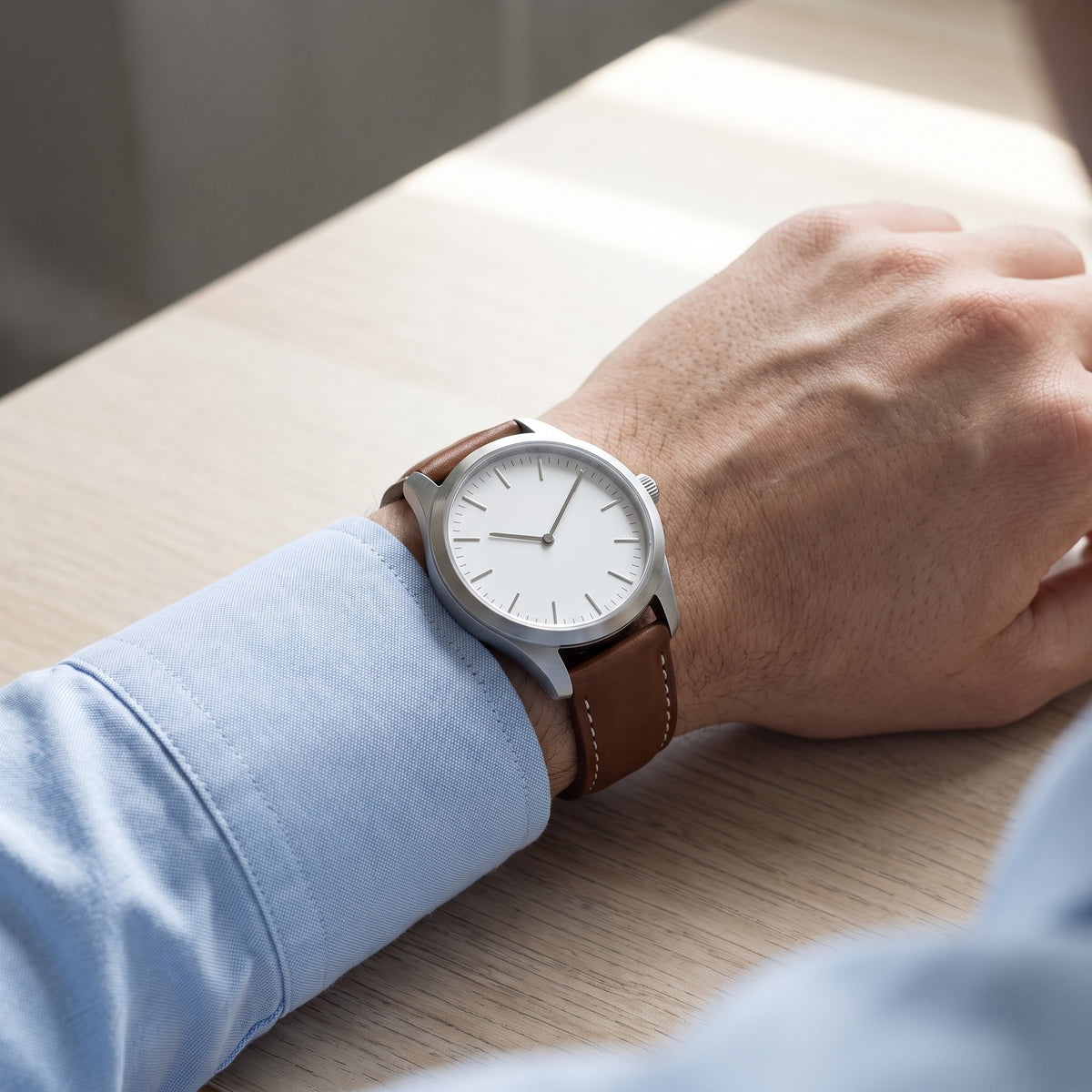 Minimalist Automatic Watch in use