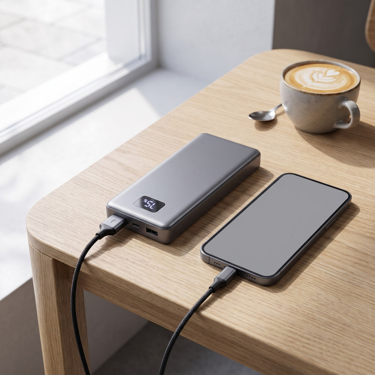 Power Bank, 20 000 mAh in use