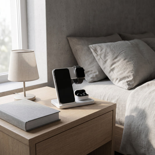 3-in-1 Wireless Charging Stand in use