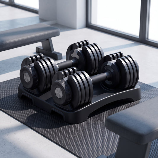 Adjustable Dumbbell Set, 2 × 10 kg in use