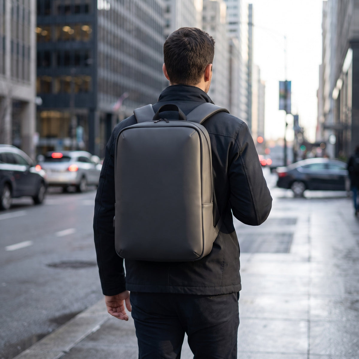 Anti-Theft Laptop Backpack in use