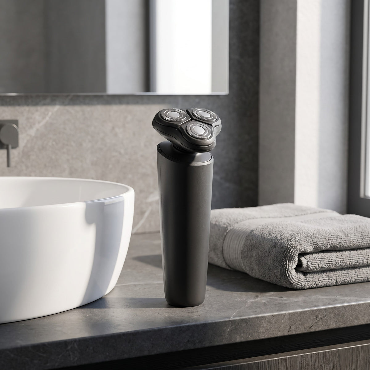 Rotary Electric Shaver in use