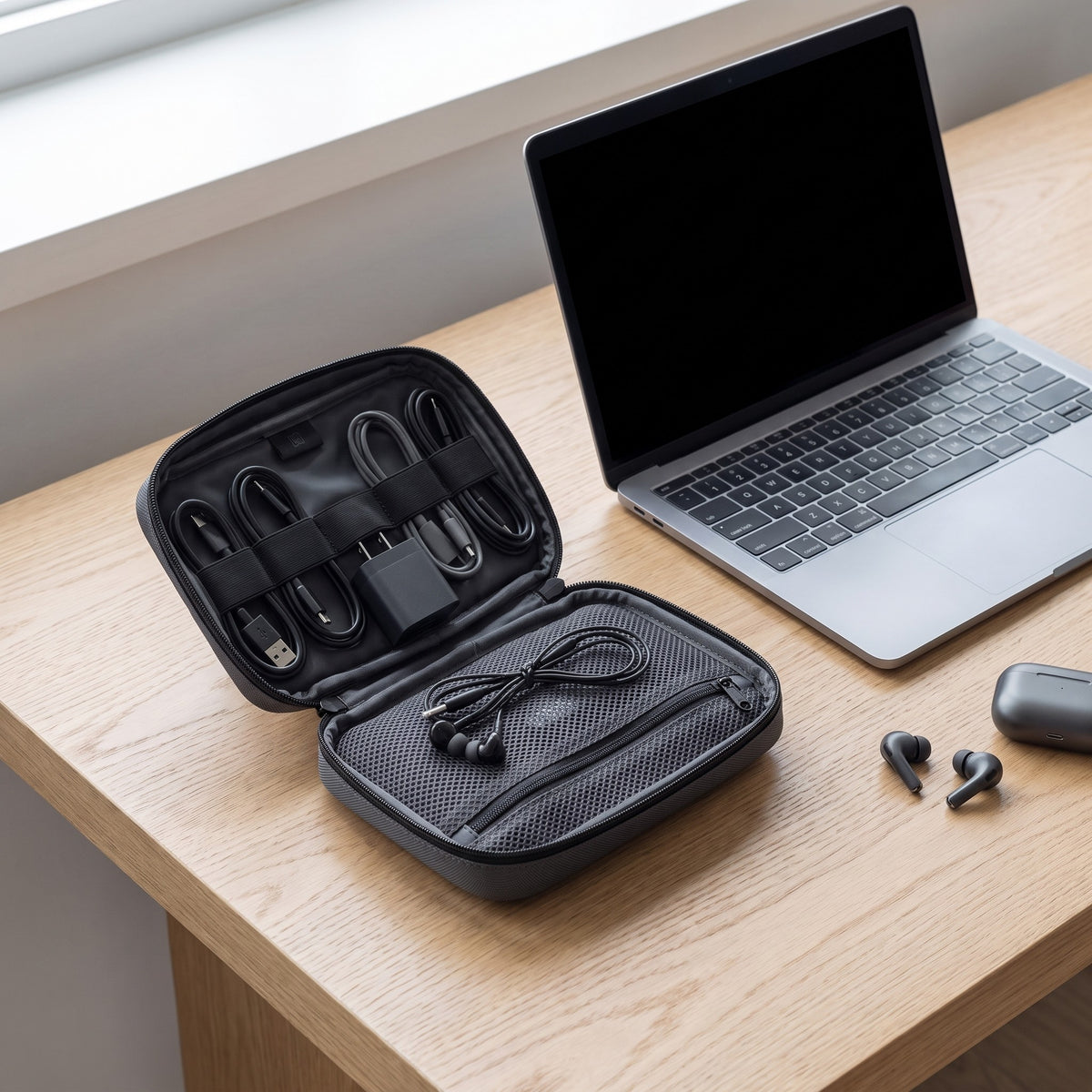 Tech Organizer Pouch in use