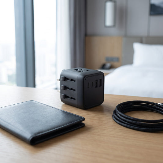 Universal Travel Adapter in use